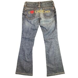 Bebe Y2K Crystal Embellsihed Low Rise Bootcut Jeans Sz 29 Kayla I Heart Bebe